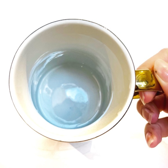 Hungarian Smakfest Gold Painted White Mug with Lid Coffee Tea Square Checkered - Picture 7 of 8